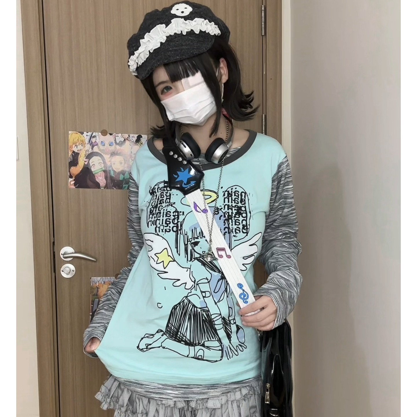 车日时 天使 水蓝色条纹长袖假两件纯棉百搭,女装/女士精品,卫衣/绒衫,淘宝优惠券,粉丝福利购,淘宝优惠卷