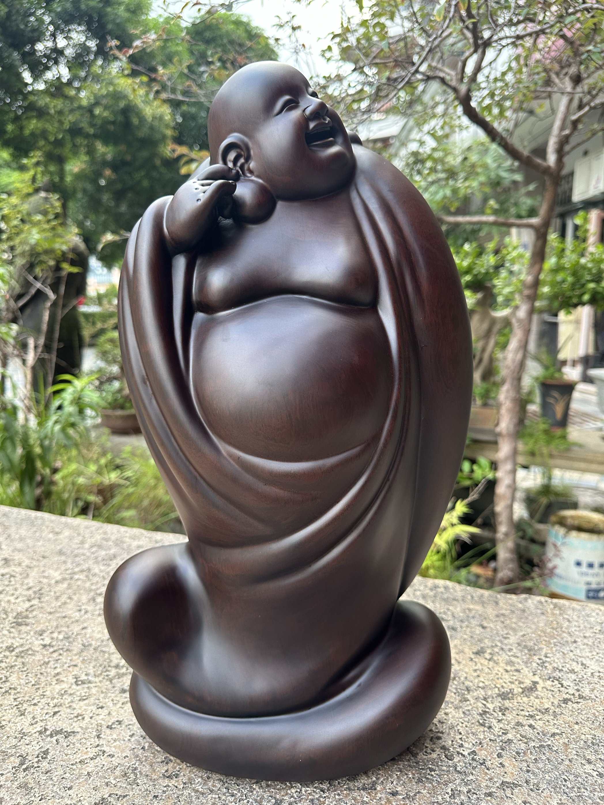 中国工艺美术大师黄泉福木雕作品弥勒佛福在眼前工艺品办公室摆件