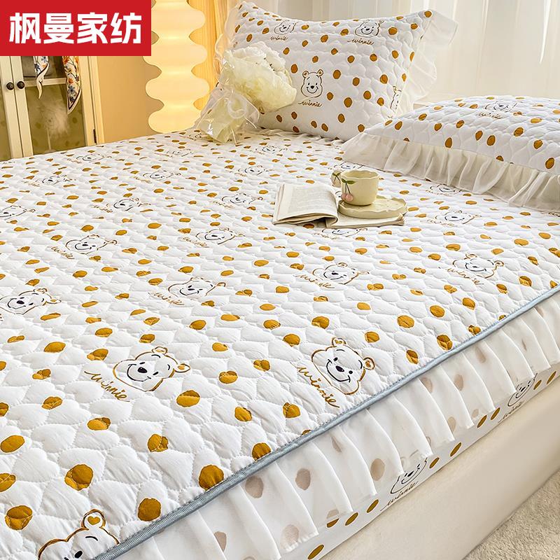 床裙夹棉床笠床罩二合一卡通床套榻榻米床垫保护套防尘床罩