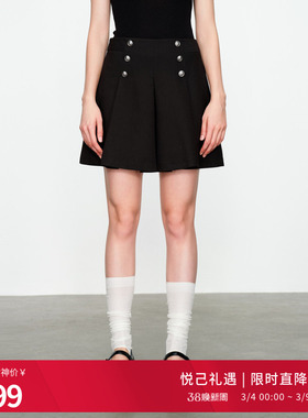 婉甸2025黑色短裙百搭风高腰半身裙1241K15XS4YX