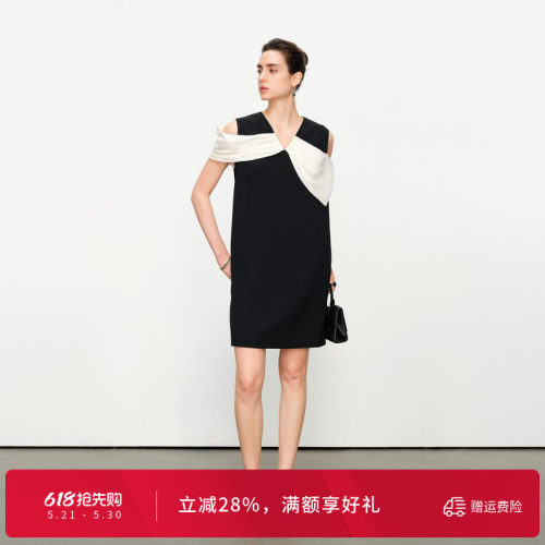 黑白拼接连衣裙