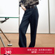 女休闲宽松风牛仔裤 复古靛蓝阔腿裤 1244X08SX3 新品 婉甸2025年冬季