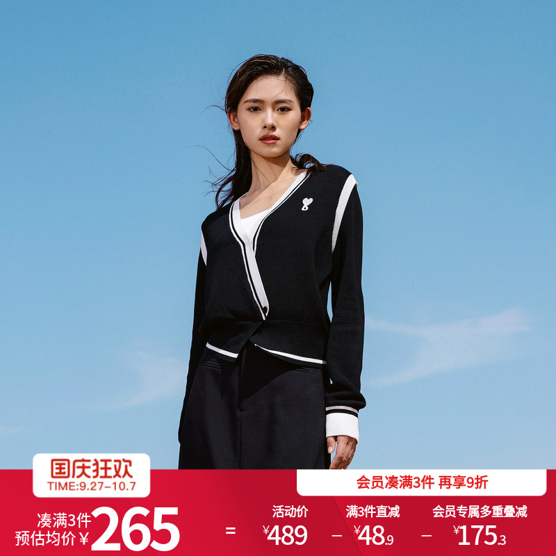 婉甸黑色毛织套头衫针织衫