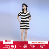 米黑粗条纹针织套装 婉甸2025夏季 新品 两件套1242L01SX1YX