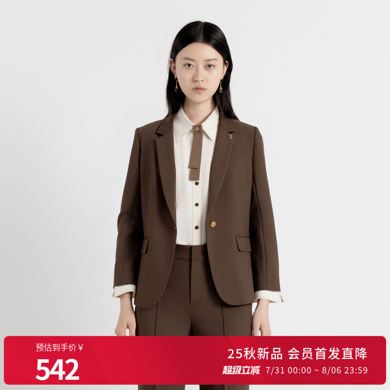 婉甸2025年秋季新品古巴棕收腰西装1243Q02MD3
