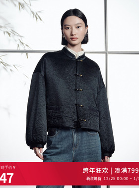 婉甸2025年冬季新品黑色短款新中式外套1244R02DM1