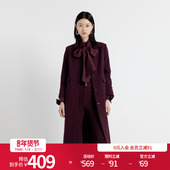 婉甸2025年秋季 风衣外套1243B06DM4 奢华防风阔版 新品 酱紫色长款