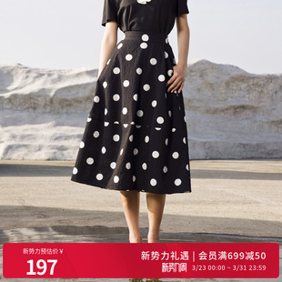 婉甸2025夏季 黑白大波点长裙通勤半身裙1242K20RS3 新品