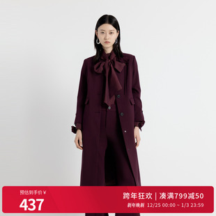 奢华防风阔版 酱紫色长款 风衣外套1243B06DM4 新品 婉甸2025年秋季