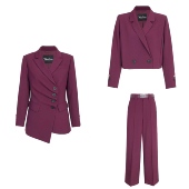 西装 短外套243Q06DM 新品 酱紫色短款 超能小太阳 婉甸2025年秋季