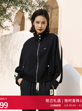 婉甸2025黑色单外套运动风休闲外套1241O07XS4YX