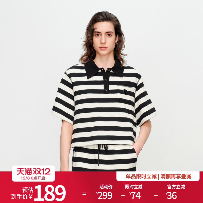 婉甸2025夏季新品航海系条纹短袖T恤1242T10SX2