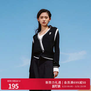 婉甸2025黑色毛织套头衫 1241W17SJ2 百搭风针织衫