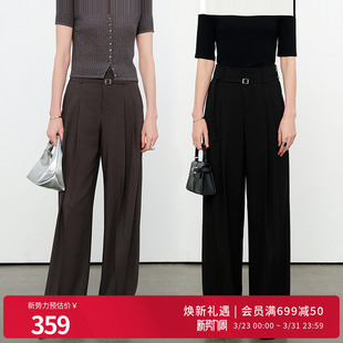 新品 高腰垂地裤 原灰色 女长裤 1252P13SD4 黑色阔腿裤 婉甸2026夏季