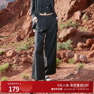 婉甸2025深灰条纹阔腿裤通勤风休闲裤1241P13SX4