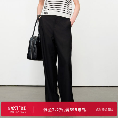 婉甸夏季黑色阔腿裤长款休闲裤1242P06RS1