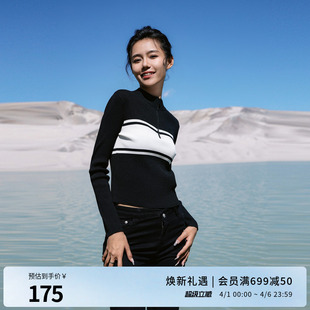 百搭针织衫 1241W03XJ1 毛织套头衫 婉甸2025黑色半拉链长袖