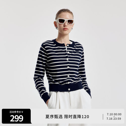 婉甸绵羊毛开衫圆领毛织