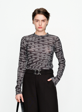 婉甸2025黑白字母印针织打底衫百搭风1241I01SM4