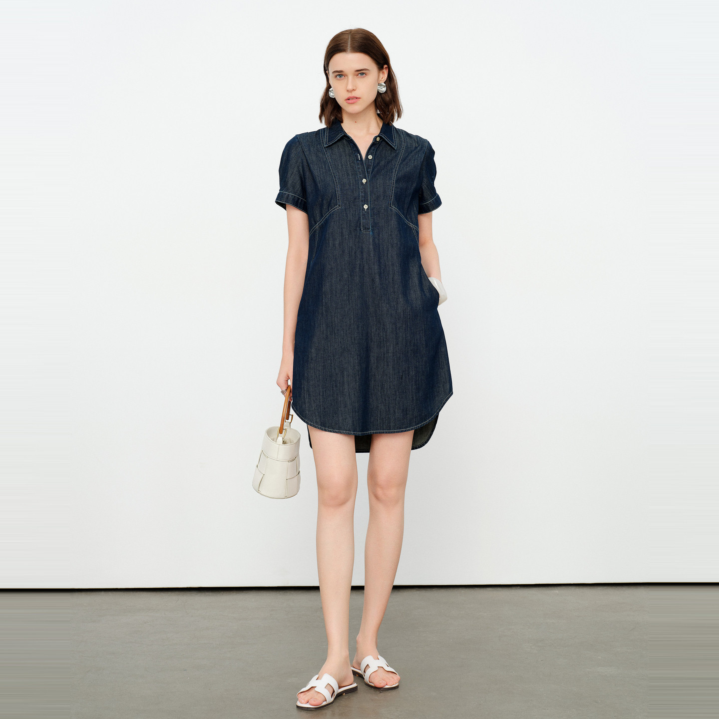 婉甸2026夏季新品经典原色丹宁女士牛仔连衣裙连体裙1252N02DX1