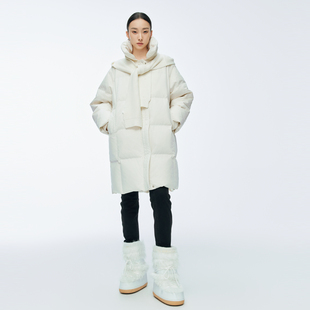 【昕怡粉丝专享】婉甸年冬季白色长款面包服宽松加厚保暖羽绒服