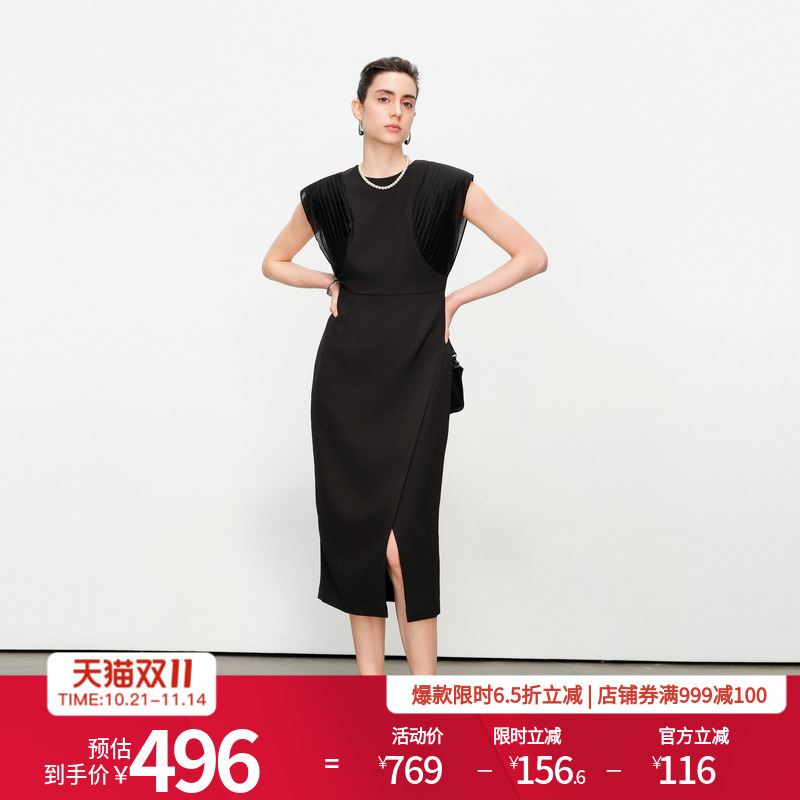 黑色无袖连衣裙