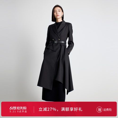 婉甸秋季时尚设计感风衣长外套经典英伦风1243B02DM4