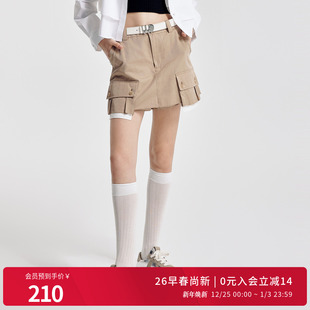 婉甸2026春季新品卡其色工装短裙裤短款A型1251P12SX2