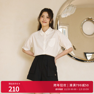 衬衫 原生白短袖 1242S01RS2 新品 婉甸2025夏季