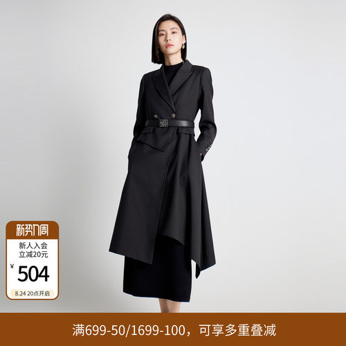 婉甸秋季时尚设计感风衣长外套经典英伦风1243B02DM4