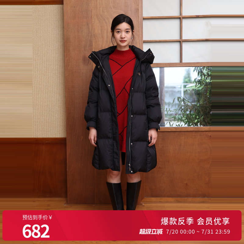 婉甸新品黑色长款羽绒服1234D46XS6