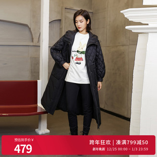 婉甸冬季 羽绒服1234D38SJ5YX 黑色拼接长款