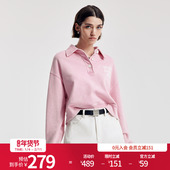 婉甸2026春季 纯棉上衣1251Y01SX4 花灰短套头卫衣长袖 新品 芭蕾粉