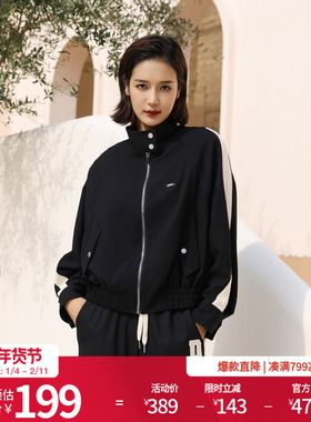 婉甸2025黑色单外套运动风休闲外套1241O07XS4YX