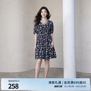 婉甸2025夏季 黑白蝴蝶花连衣裙1242N09RS2 新品