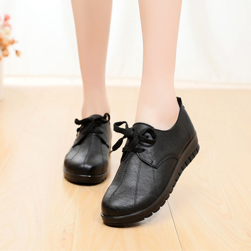 肯德基工作鞋平底软底防滑女鞋厨房鞋中餐厅黑皮鞋春秋妈妈鞋单鞋,女鞋,深口单鞋,淘宝优惠券,粉丝福利购,淘宝优惠卷