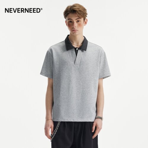 NEVERNEED假两件正肩POLO衫男