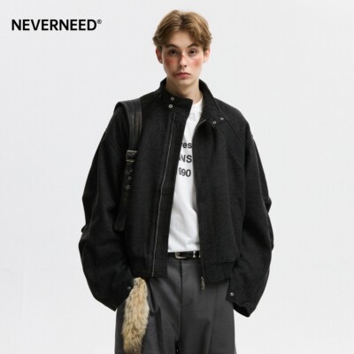 NEVERNEED解构拼接立领外套男