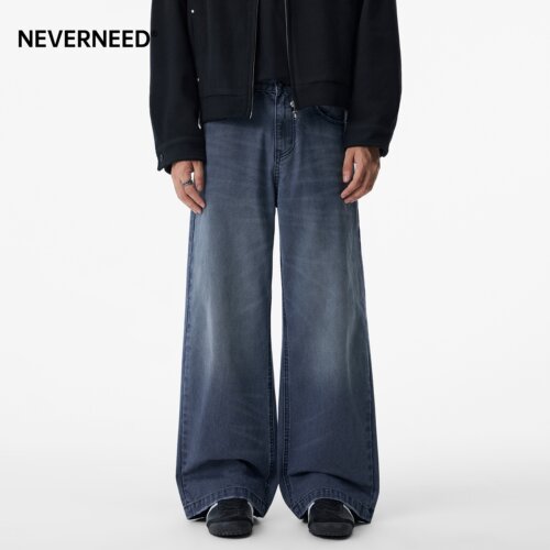 NEVERNEED纯色复古休闲裤男女
