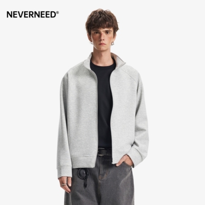 NEVERNEED280g空气层开衫卫衣男