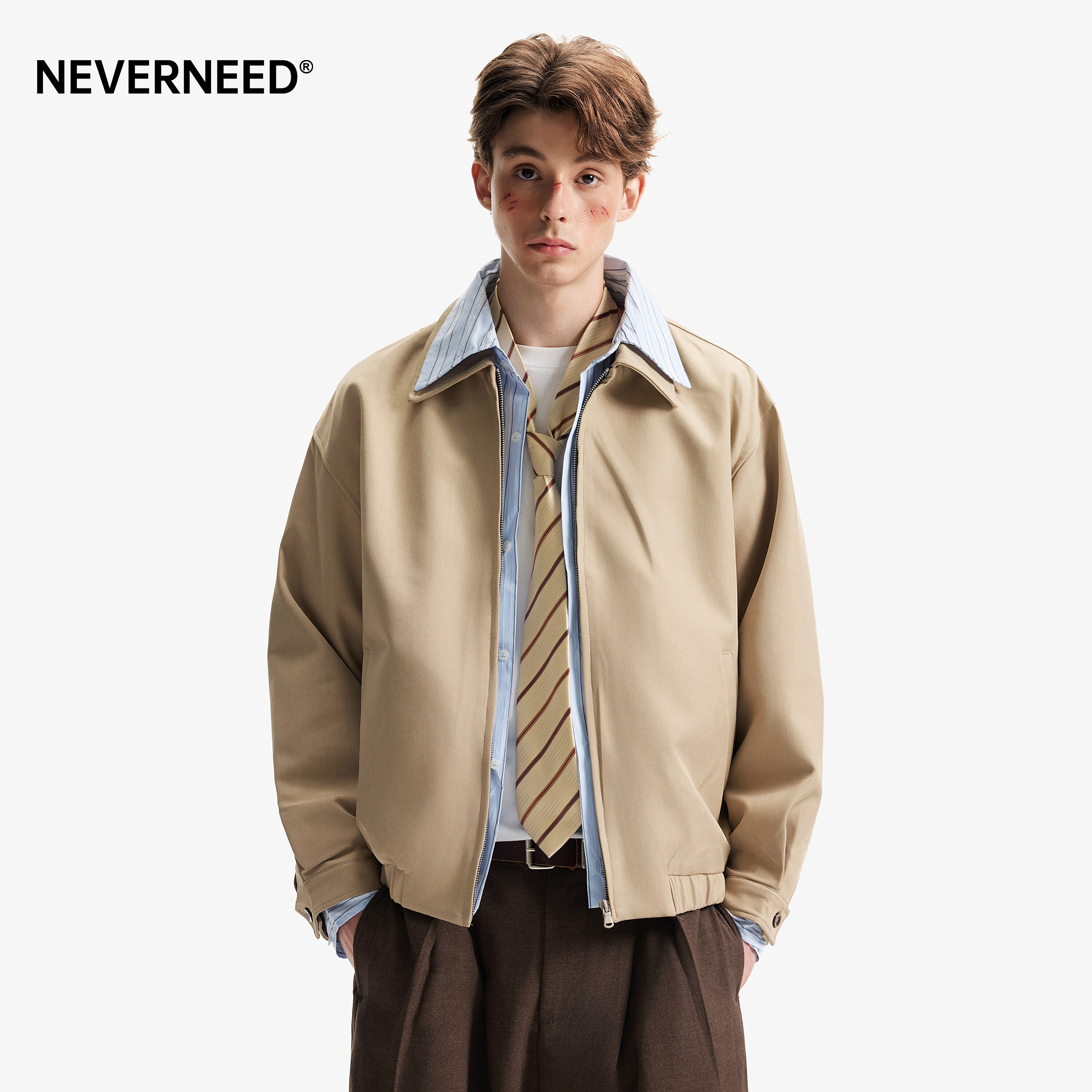 NEVERNEED假两件高智感夹克男图片