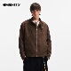 NEVERNEED棕色哈灵顿boxy短款 夹克男美式 cleanfit情侣麂皮绒外套