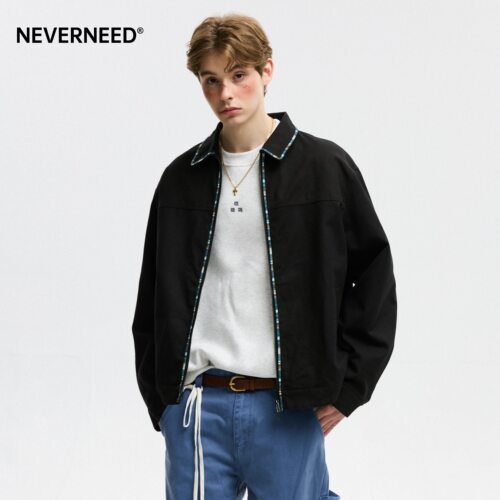 NEVERNEED撞色休闲夹克男