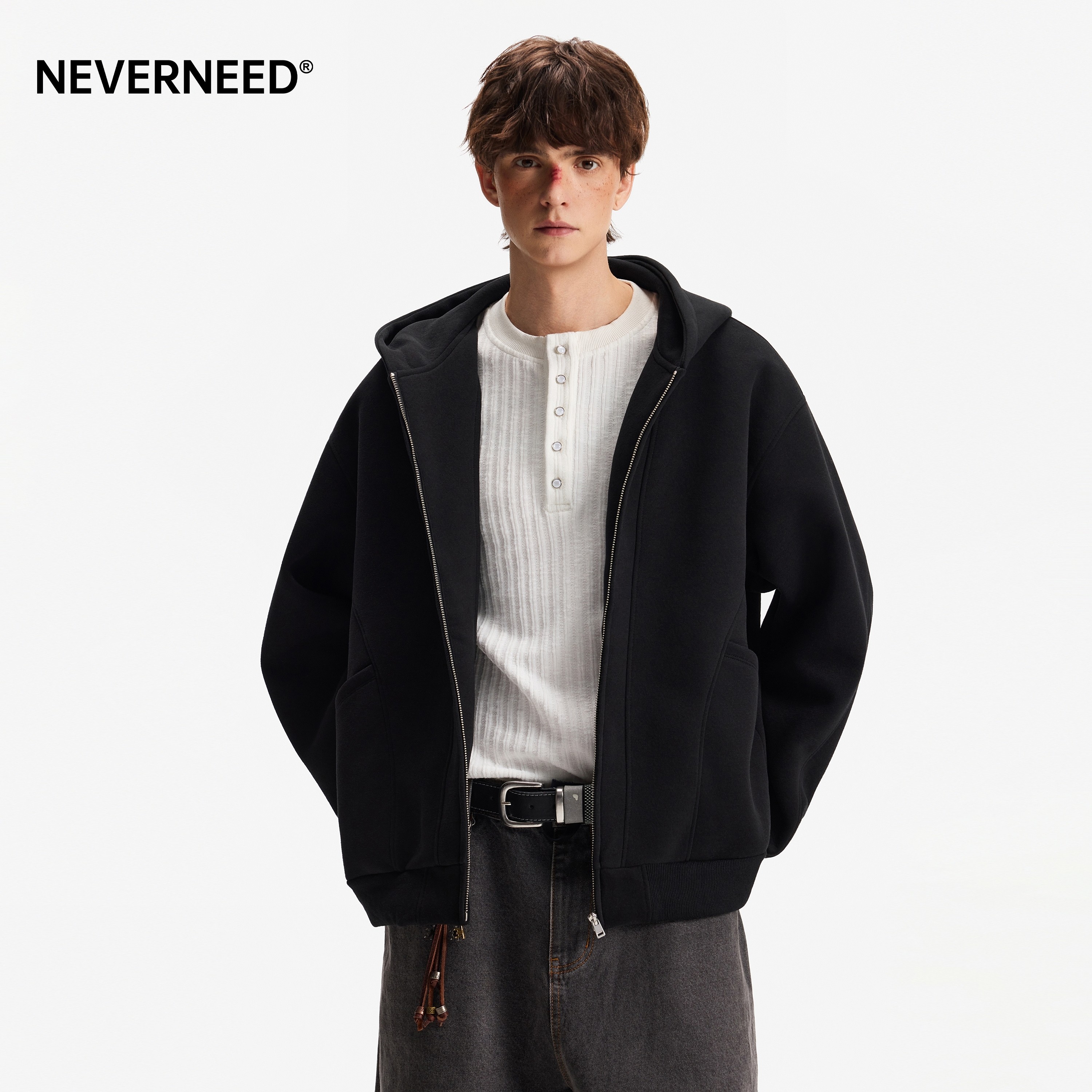 NEVERNEED重磅解构连帽卫衣男女图片