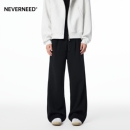 垂感A字运动直筒长裤 美式 子 男女秋冬季 NEVERNEED宽松休闲加绒卫裤