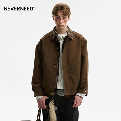 NEVERNEED假两件拼接夹克男