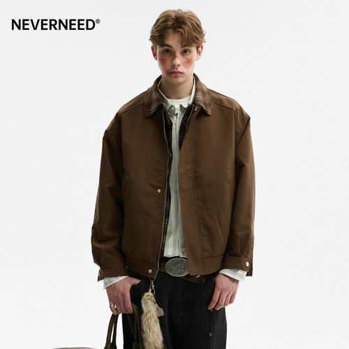 NEVERNEED假两件拼接夹克男