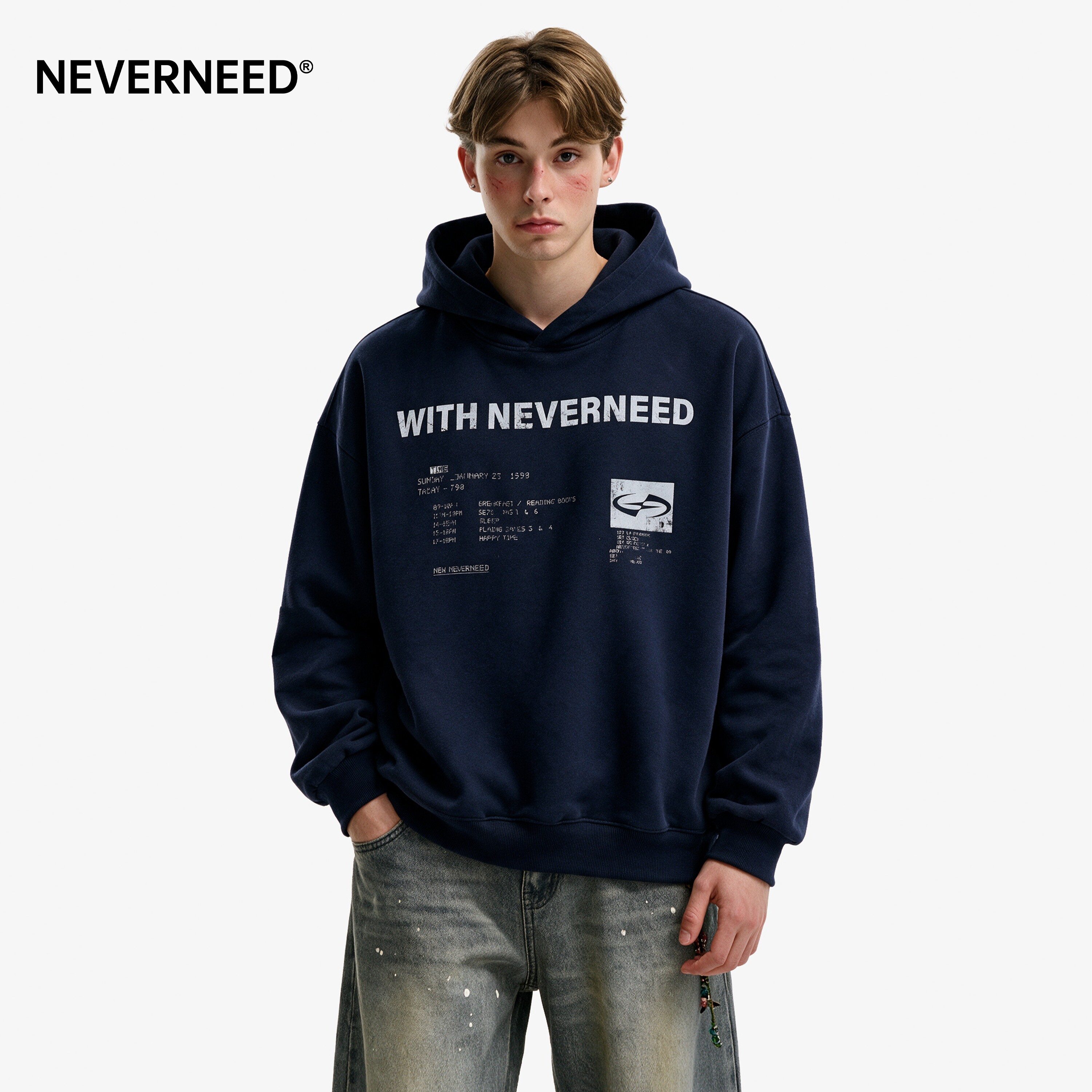NEVERNEED重磅连帽卫衣男女图片