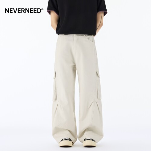 NEVERNEED纯棉褶皱伞兵休闲裤男