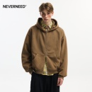 外套 复古oversize泼墨开衫 NEVERNEED双拉链连帽卫衣男女秋季 美式
